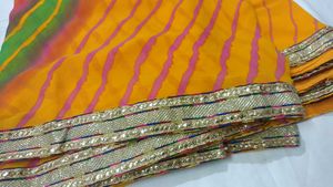 Vibrant Striped Yellow Saree