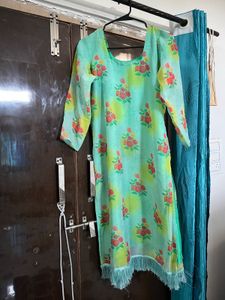 Vibrant Floral Kurta Set with Red Pants