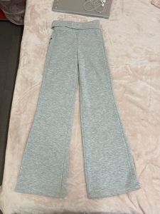 Light Grey Flared Plush Trousers