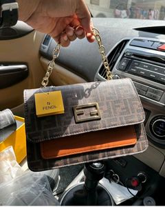 Latest Fendi FF Motif Wallet On Chain Baguette Bag