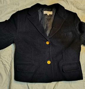 Crop Classic Navy Blazer with Gold Buttons