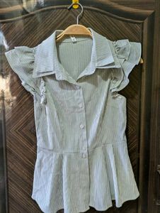 Striped Button-Up Peplum Top