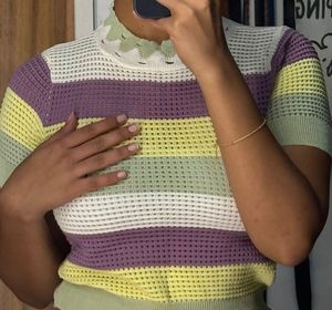 Striped Cropped Knit Top