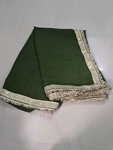 Elegant Green Saree with Embellished Border