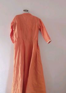 Elegant Orange Embroidered Ethnic Gown