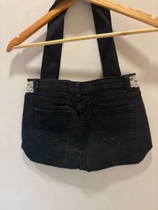Unique Black Denim Tote Bag