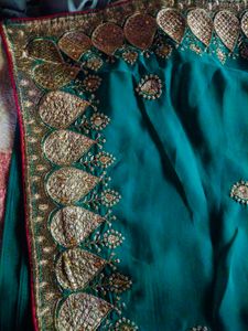 Elegant Teal Embroidered Saree