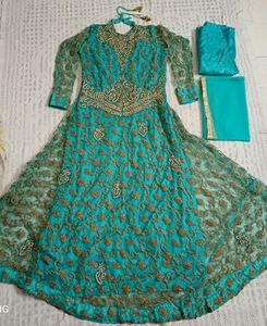 Aqua Embroidered Salwar Kameez