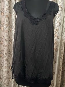 Black Lace Trim Camisole Slip