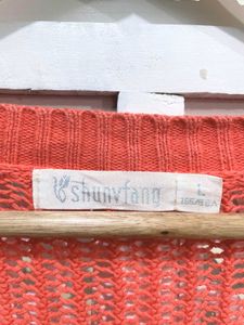 Chic Coral Knit Button Up Cardigan B