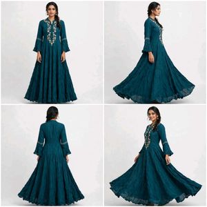 Teal Embroidered Anarkali Gown