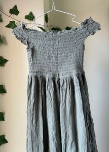 Smocked Off-Shoulder Midi Dress