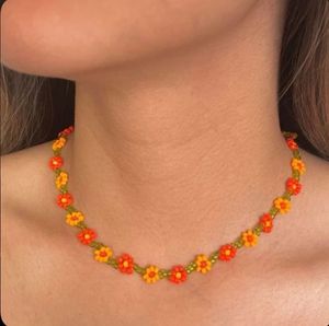 Rainbow Daisy Beaded Necklace