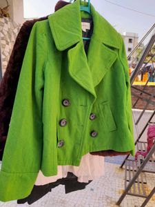 Merona 61% wool Lime green pea coat size S
