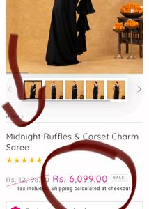 🌸 Shining Black Ruffle Saree 🌸