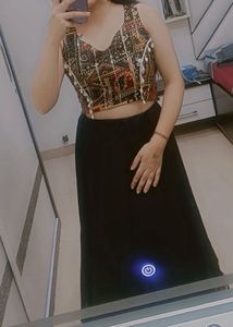 Embroidered Crop Top & Skirt Set