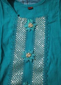Elegant Teal Kurta with Sequins