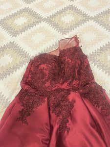 Elegant Maroon Lace Formal Dress