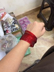 Deep Crimsons/Rich Red Textured Bangles