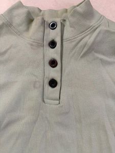 mint Green Henley Long Sleeve Top