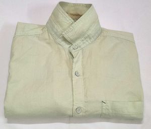 Men's Light cream Band Collar Shirt