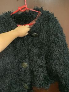 Black fur crop jacket