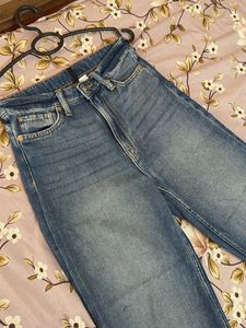 Washed Blue Denim H&amp;M Wide Leg Jeans