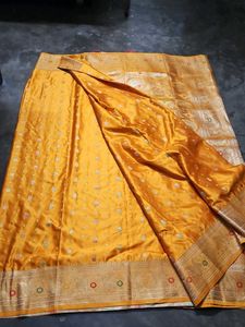 New mashru silk Yellow banarasi Saree with bl