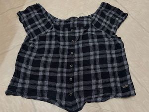 Chic Plaid Off-Shoulder Top