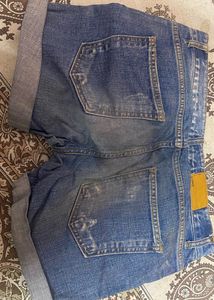 Rughed Denim Shorts For Women