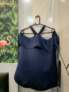 Navy Blue Off-Shoulder Top