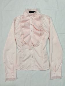 Chic Pink Ruffle Blouse