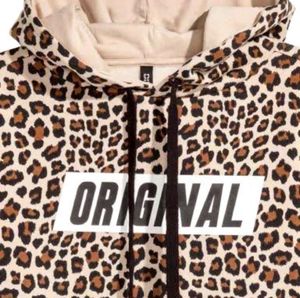 H&amp;M Leopard Print Cropped Hoodie