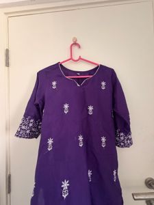 Purple Embroidered Kurta with Pants Set