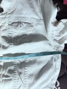 George White Cropped Denim Jacket