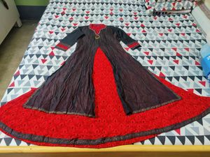 long double lapyer red gown