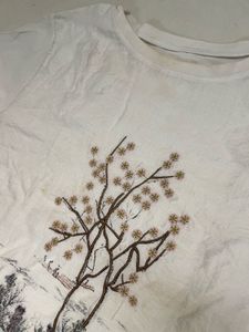 White Graphic T-Shirt with Tree Design