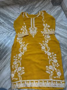 Mustard Yellow Embroidered Kurta