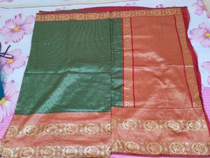 Heritage Green – Maroon Ethnic Saree