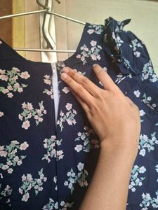 Navy Blue Floral Kurta