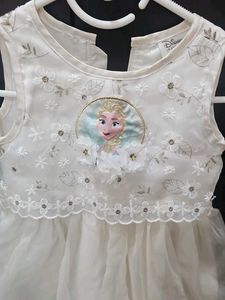 Girls White Elsa Dress-Original Disney