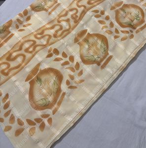 Light Yellow Saree with Abstract Print