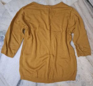 Mustard Knit 3/4 Sleeve Top