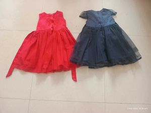 Adorable Girls' Party Dresses - Red & Blue Set