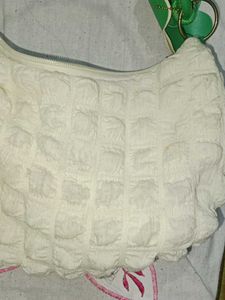 Cute Textured Hobo Bag with Flower Charm