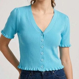 Cute Blue Button-Up Cardigan