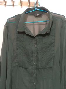 Elegant Sheer Button-Up Blouse