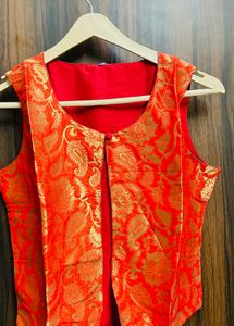 Price drop Elegant Red Brocade Ethnic Jacket