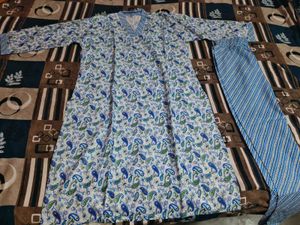 Blue Paisley Print Kurta Set