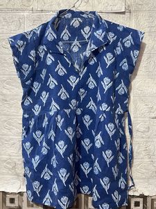Blue Floral Print Kurta Set